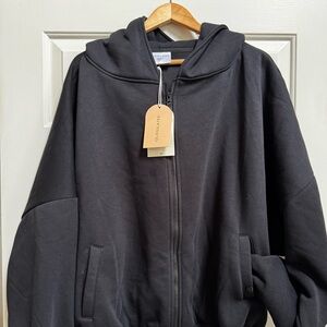 Black marshmallow hoodie 2X Blogilates full zip oversized fit pockets